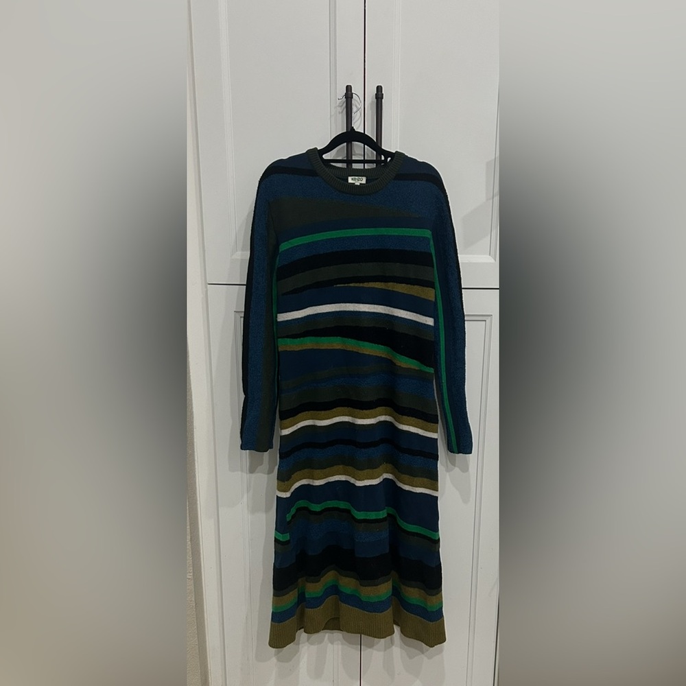 Kenzo Green and Blue Striped Sweater